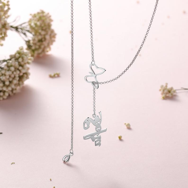 Personalised Butterfly Necklace Custom 1 Name Necklace Gift For Women