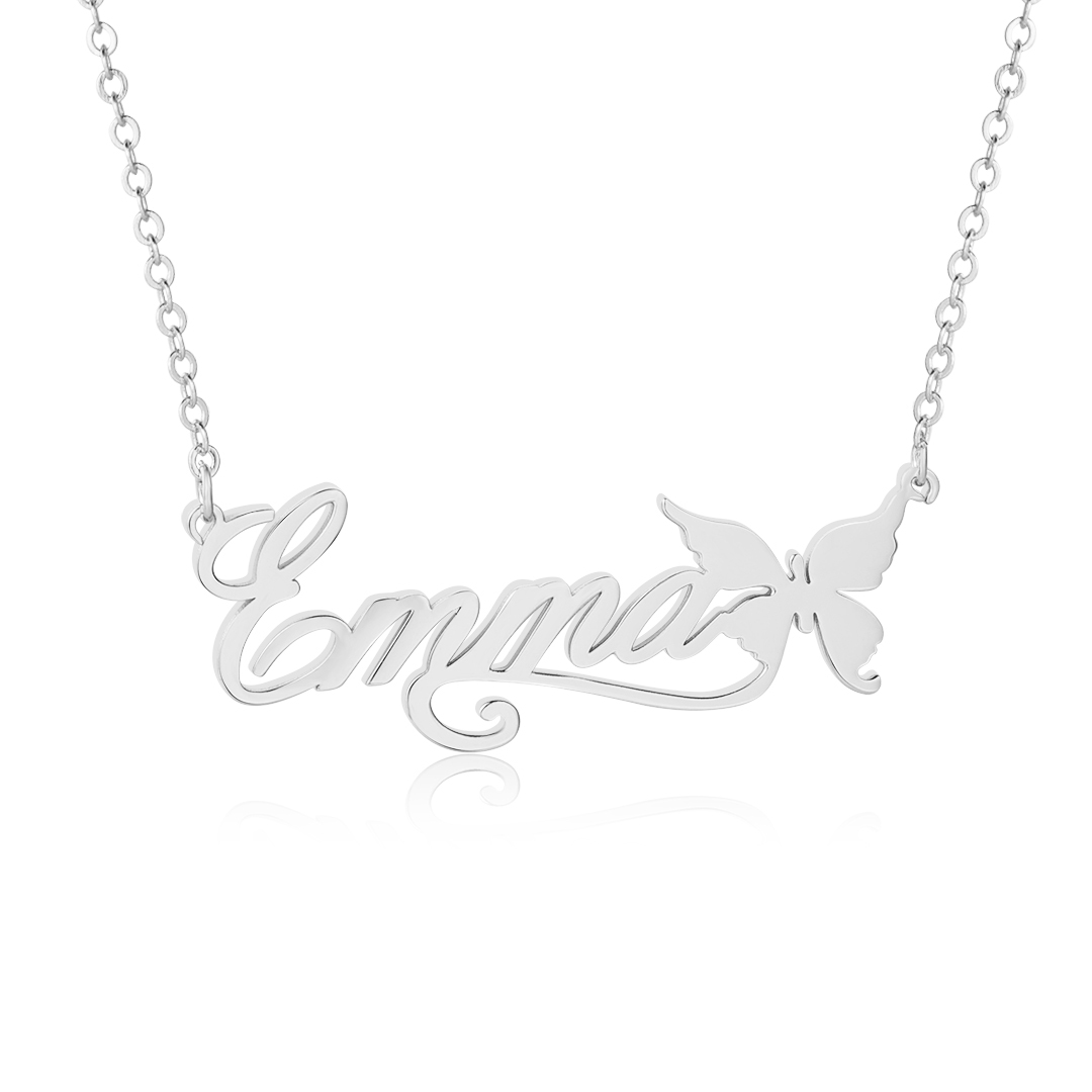 Personalised Butterfly Necklace Custom 1 Name Necklace Gift For Women