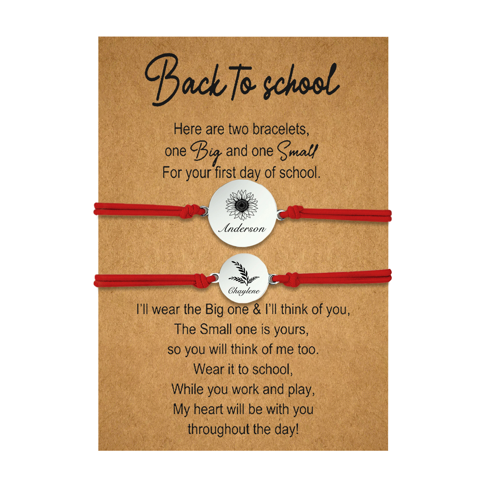 2 PCS Customized 2 Names Dandelion Pattern Elastic Stainless Steel Bracelet, A Back-To-School Gift For Daughter