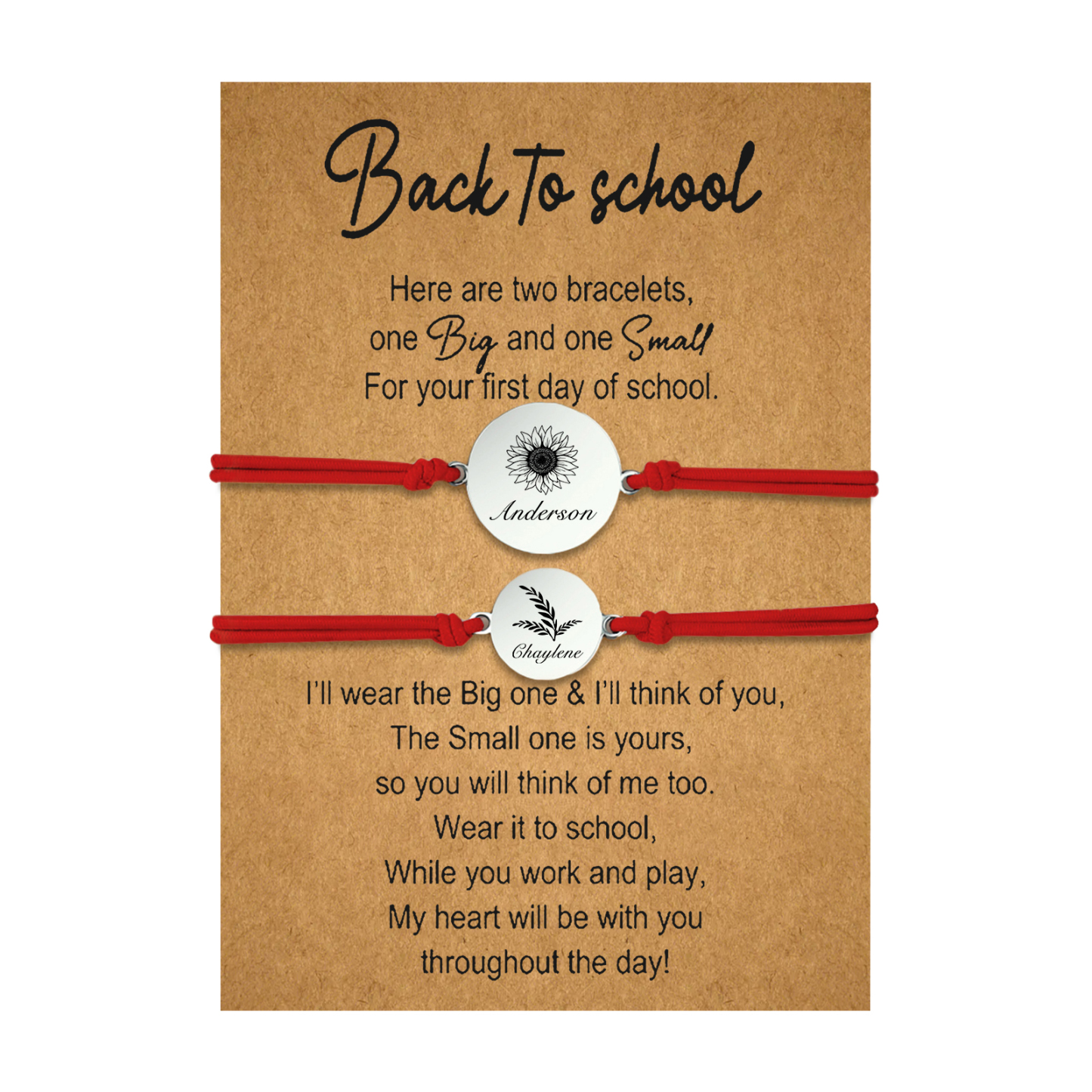 2 PCS Customized 2 Names Dandelion Pattern Elastic Stainless Steel Bracelet, A Back-To-School Gift For Daughter