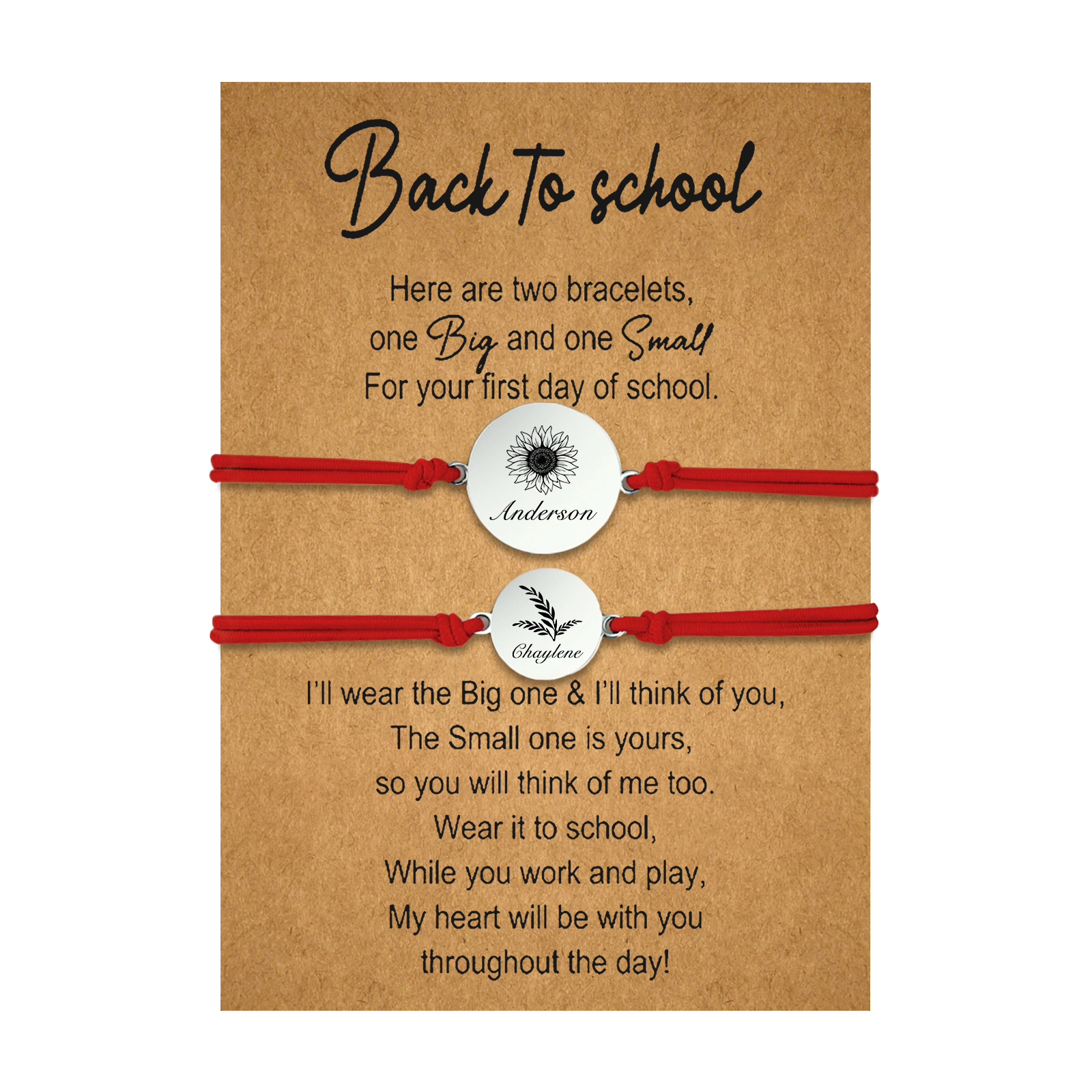 2 PCS Customized 2 Names Dandelion Pattern Elastic Stainless Steel Bracelet, A Back-To-School Gift For Daughter