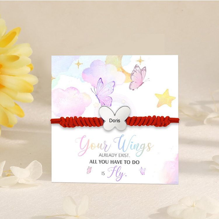 Butterfly Adjustable Bracelet Custom Name Bracelet Gift for Daughter Granddaughter - Your Wings Always Exist, All You Have To Do Is Fly