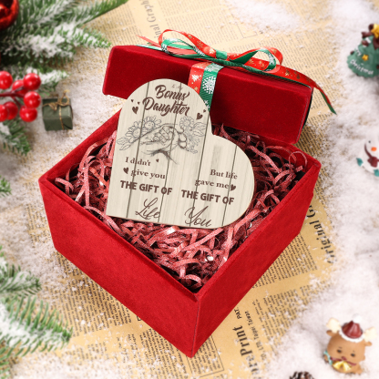 To My Daughter Wooden Heart Candle Holder "life gave me the gift of you"