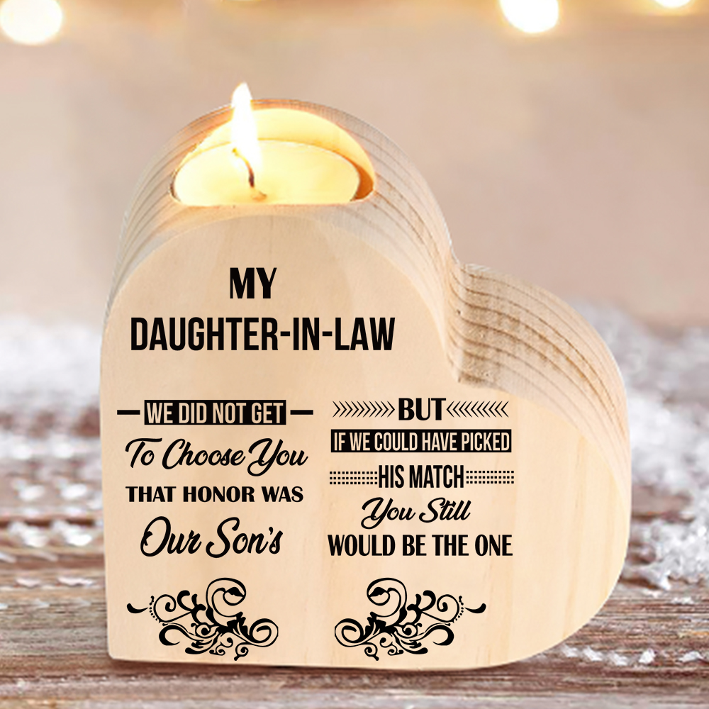 To My Daughter-in-law Wooden Heart Candle Holder "We did not get to choose you" Gifts For Daughter