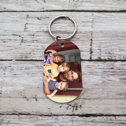4 Names - Personalised Footprint Pattern Keyring Custom Named Father's Day Gift for Dad