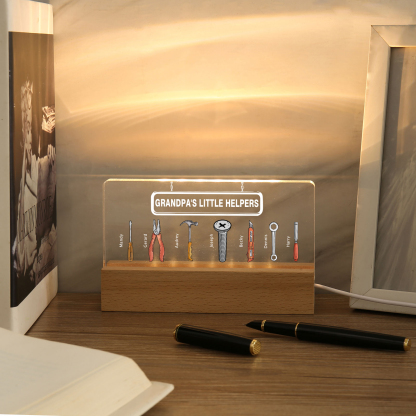 7 Names - Personalised Repair Tool Pattern Table Lamp Customized Text Father's Day Gift for Grandad/Dad