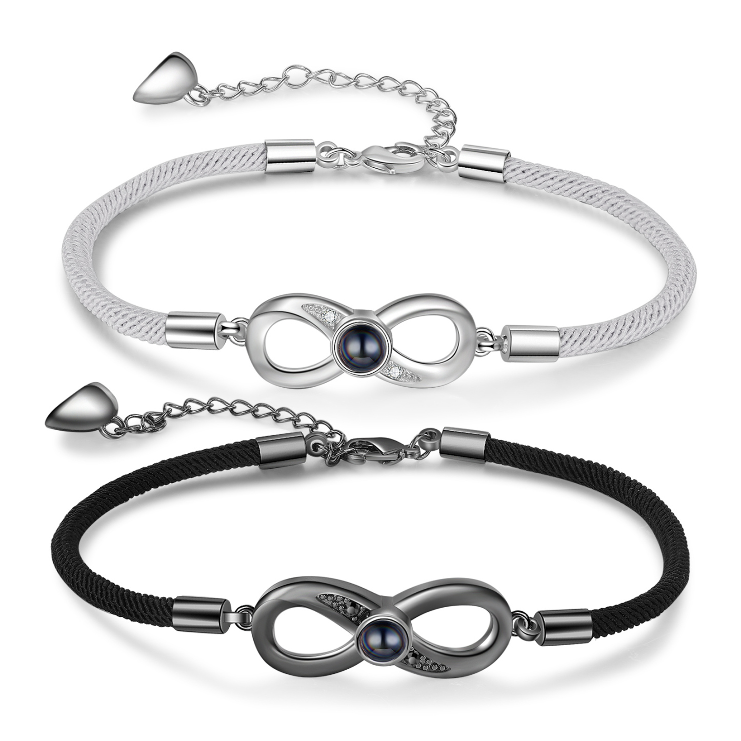 Personalised Magnetic Projection Bracelet Set with Rose Box-Custom Photo Infinity Couple Bracelet Creative Gift for Her/Him
