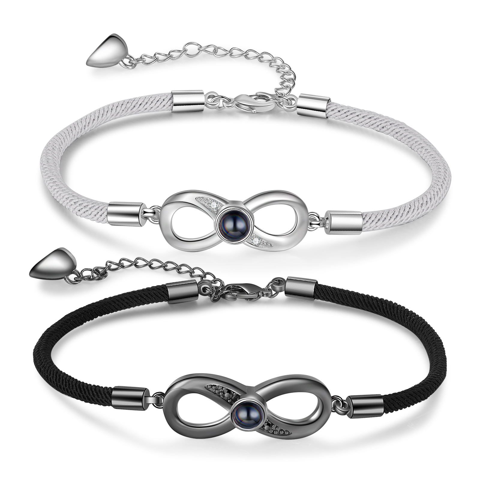 Personalised Magnetic Projection Bracelet Set with Rose Box-Custom Photo Infinity Couple Bracelet Creative Gift for Her/Him