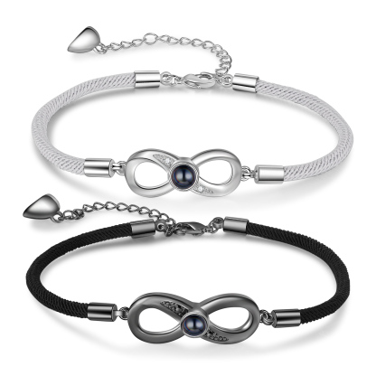 Personalised Magnetic Projection Bracelet Set with Rose Box-Custom Photo Infinity Couple Bracelet Creative Gift for Her/Him
