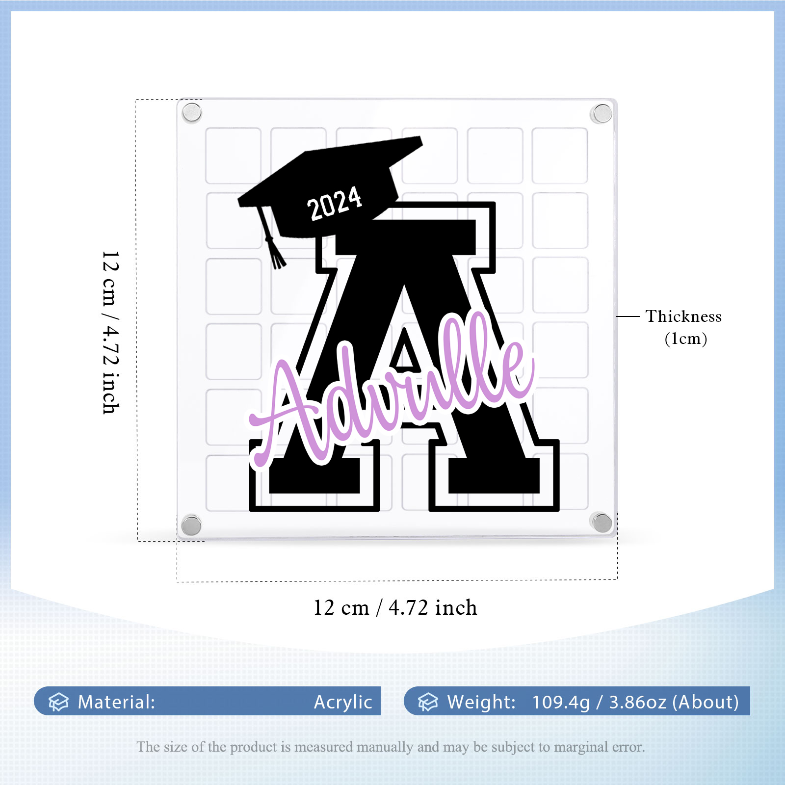 Personalised Acrylic Graduation Gift, Customized Letter、Date and Text Acrylic Ornament Gift For Her/Him
