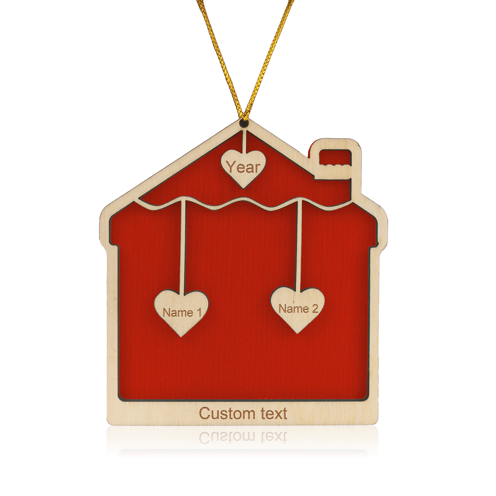 2 Names-Personalised Family Wooden Christmas Xmas Tree Decoration Ornament-Custom 2 Names And Year Hanging Ornament Gifts For Family