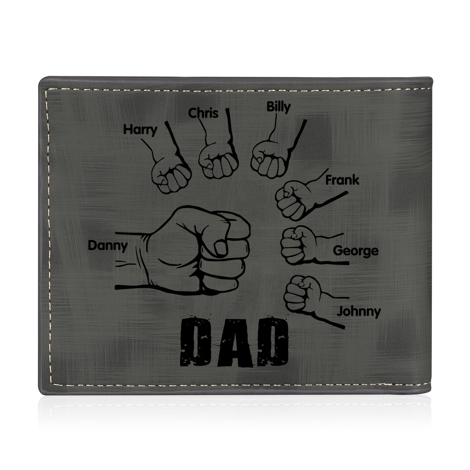 7 Names - Personalised Photo Custom Leather Men's Wallet as a Father's Day Gift for Dad