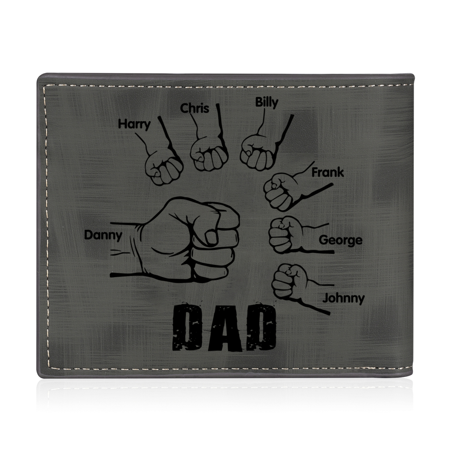 7 Names - Personalised Photo Custom Leather Men's Wallet as a Father's Day Gift for Dad