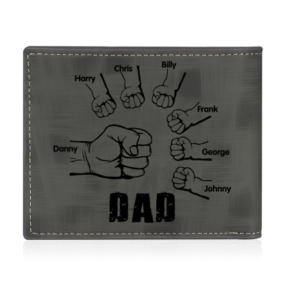 7 Names - Personalised Photo Custom Leather Men's Wallet as a Father's Day Gift for Dad