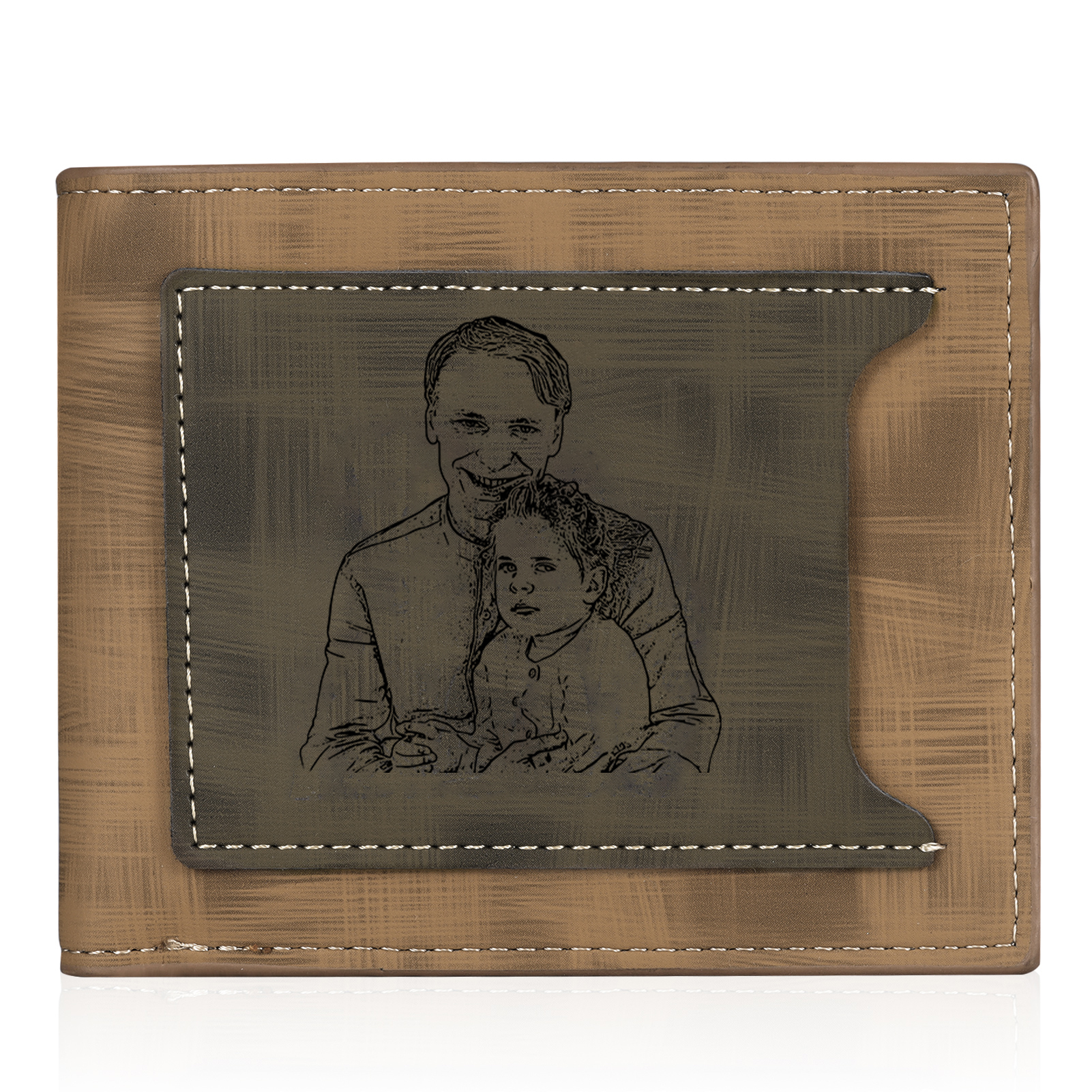 6 Names - Personalised Photo Custom Leather Men's Wallet as a Father's Day Gift for Dad