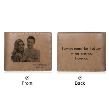 Personalised Leather Wallet Engraved Photo Short Wallet Gifts For Men
