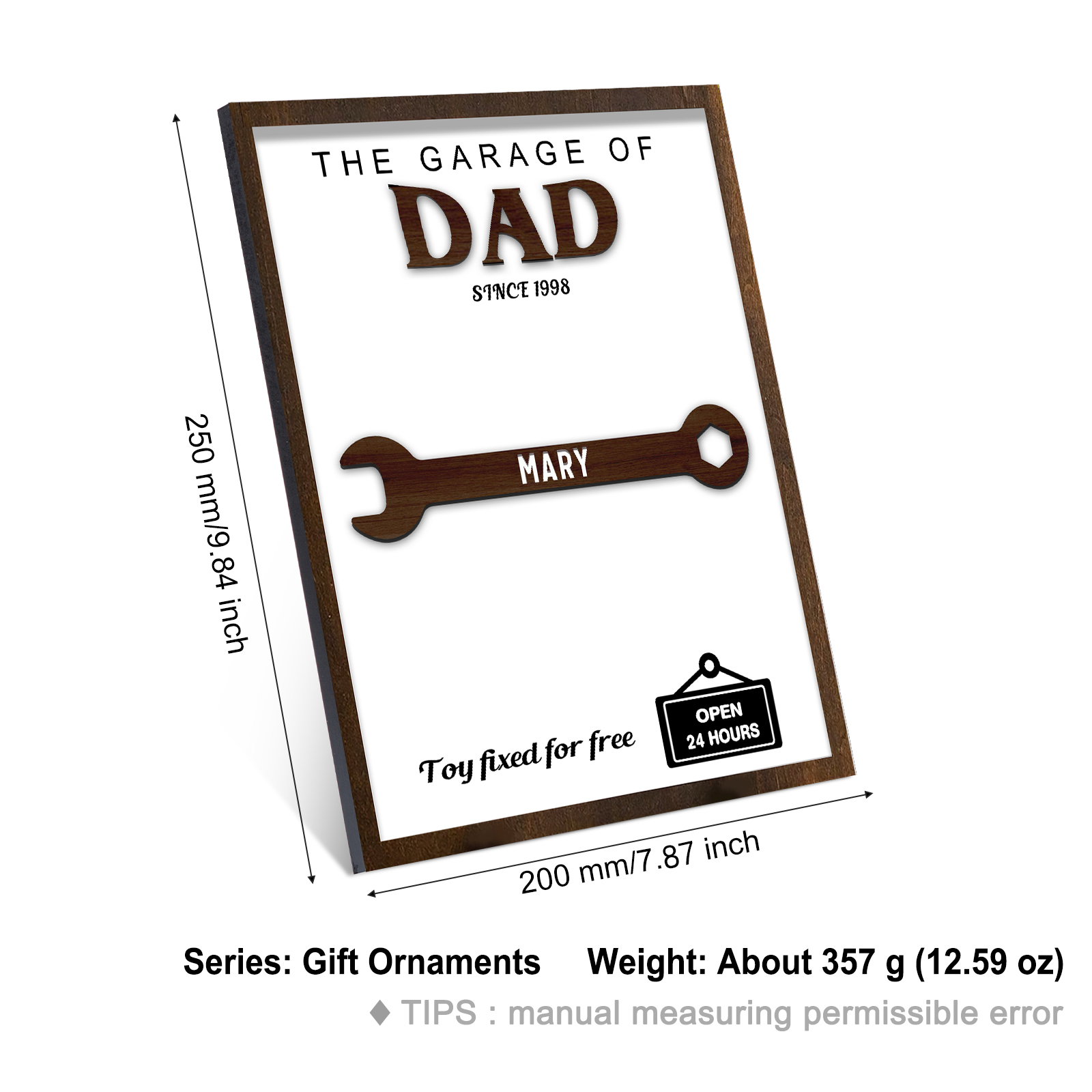 1 Name - Personalised Repair Tool Style Home Photo Frame Wooden Decor Father's Day Gift for Dad