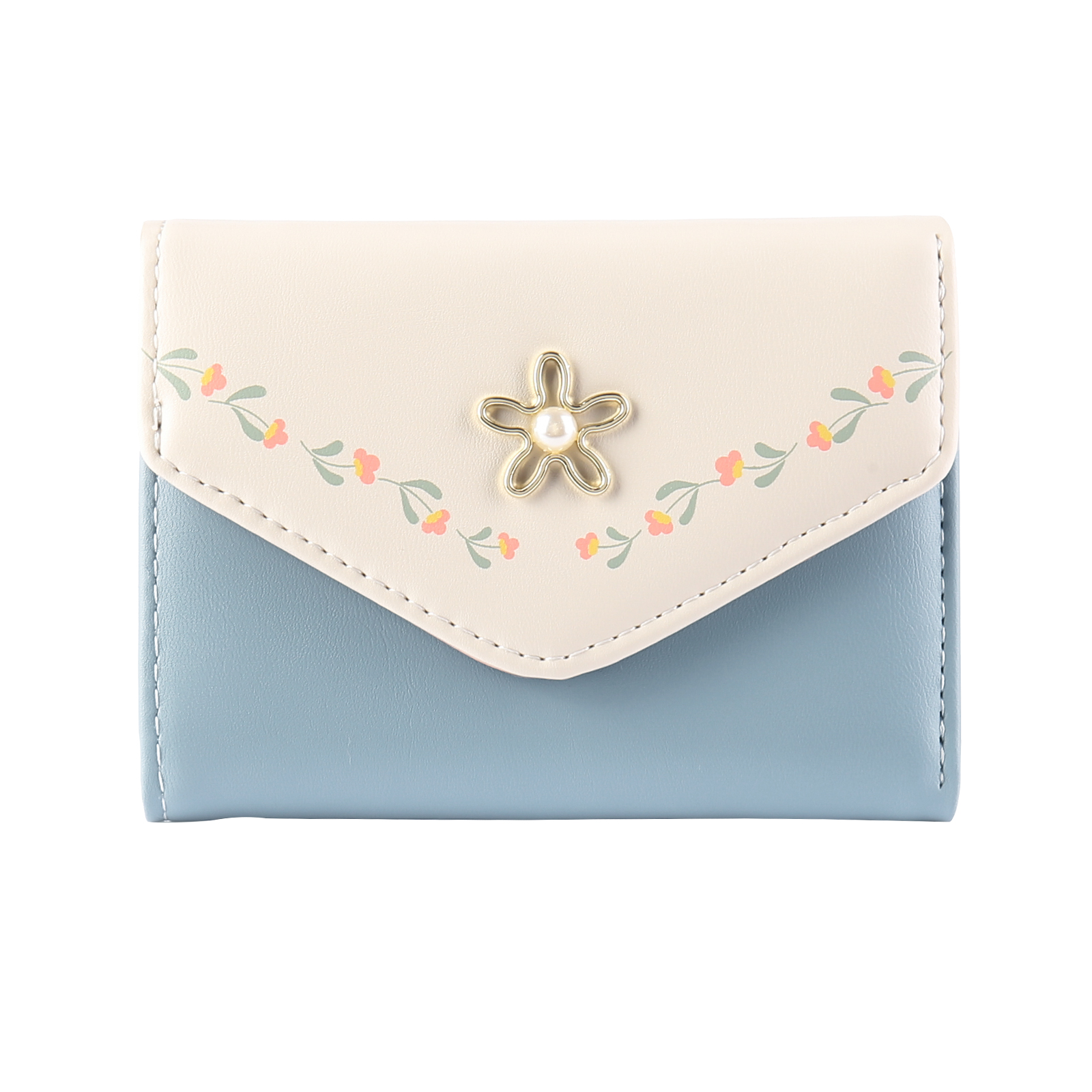 Custom Purse-Women's Personalised Photo PU Leather Flower Folding Wallet for Her
