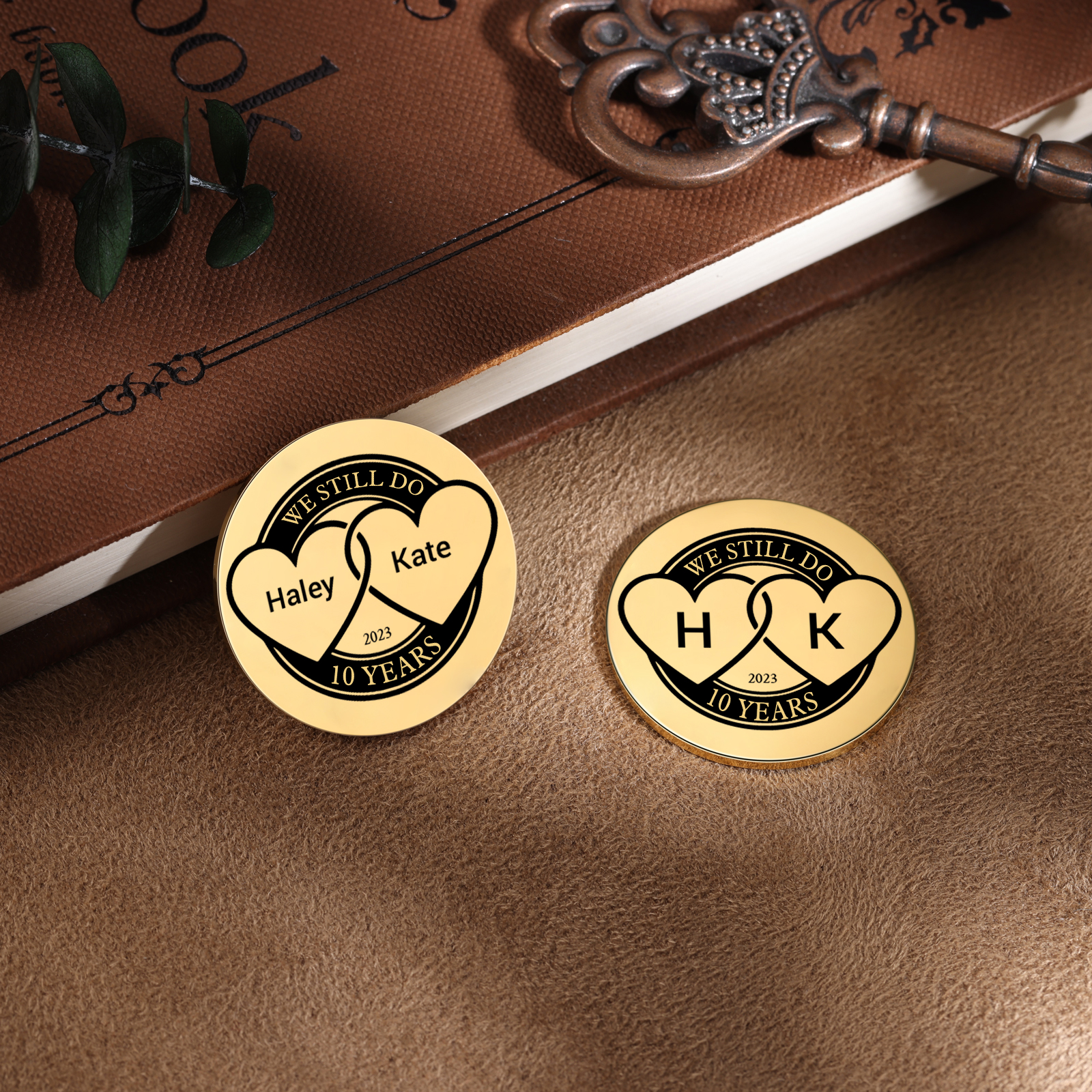 2 PCS Personalized Name Stainless Steel Couple Coin Custom Anniversary Special Gift