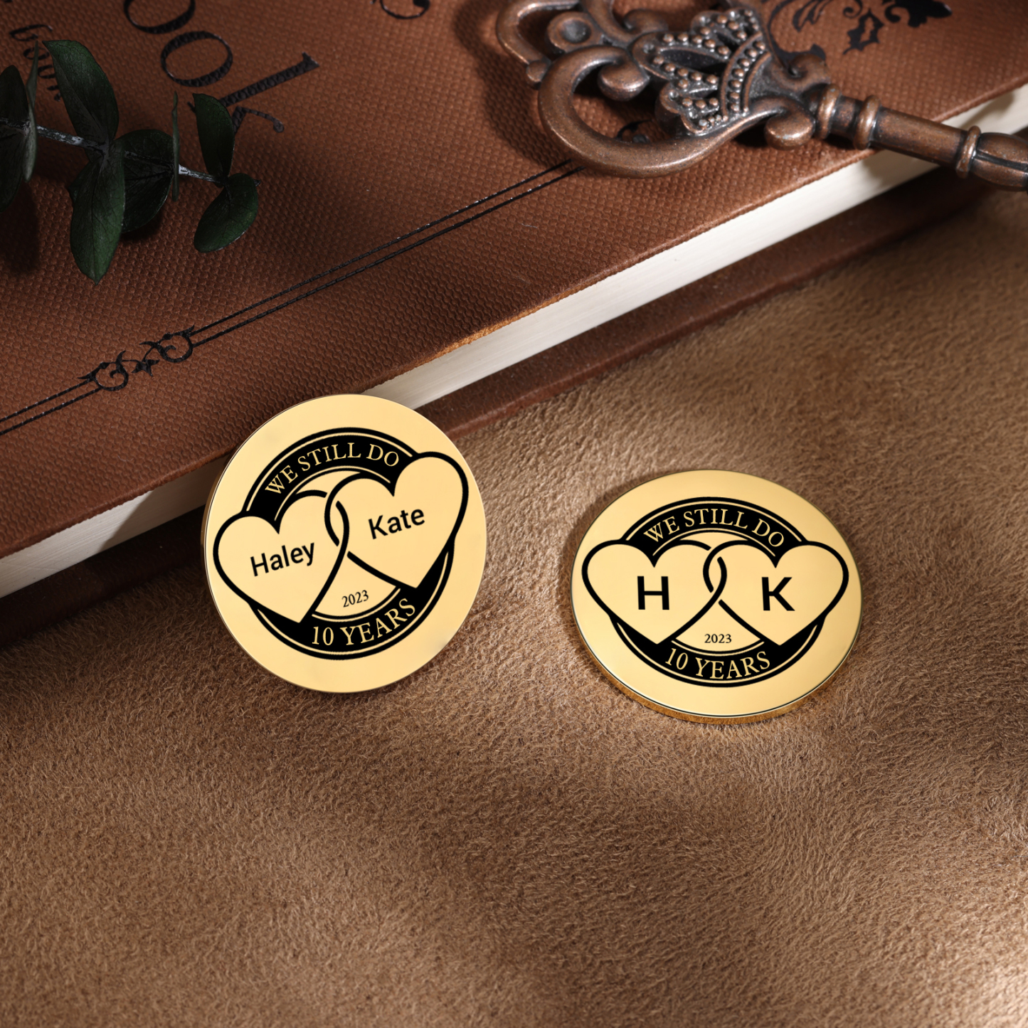 2 PCS Personalized Name Stainless Steel Couple Coin Custom Anniversary Special Gift