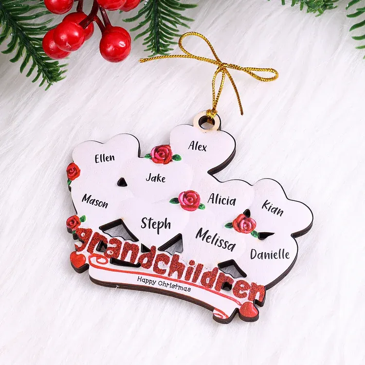6 Names-Personalised Family Wooden Christmas Ornament-Custom 6 Names Hanging Ornament Gifts For Family-Grandchildren