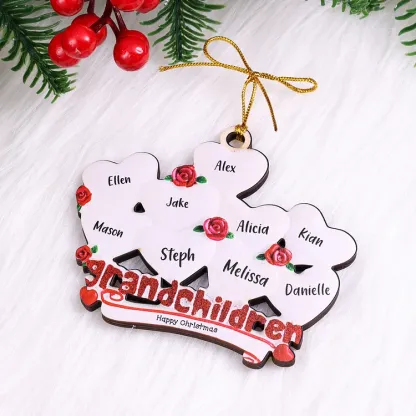 6 Names-Personalised Family Wooden Christmas Ornament-Custom 6 Names Hanging Ornament Gifts For Family-Grandchildren