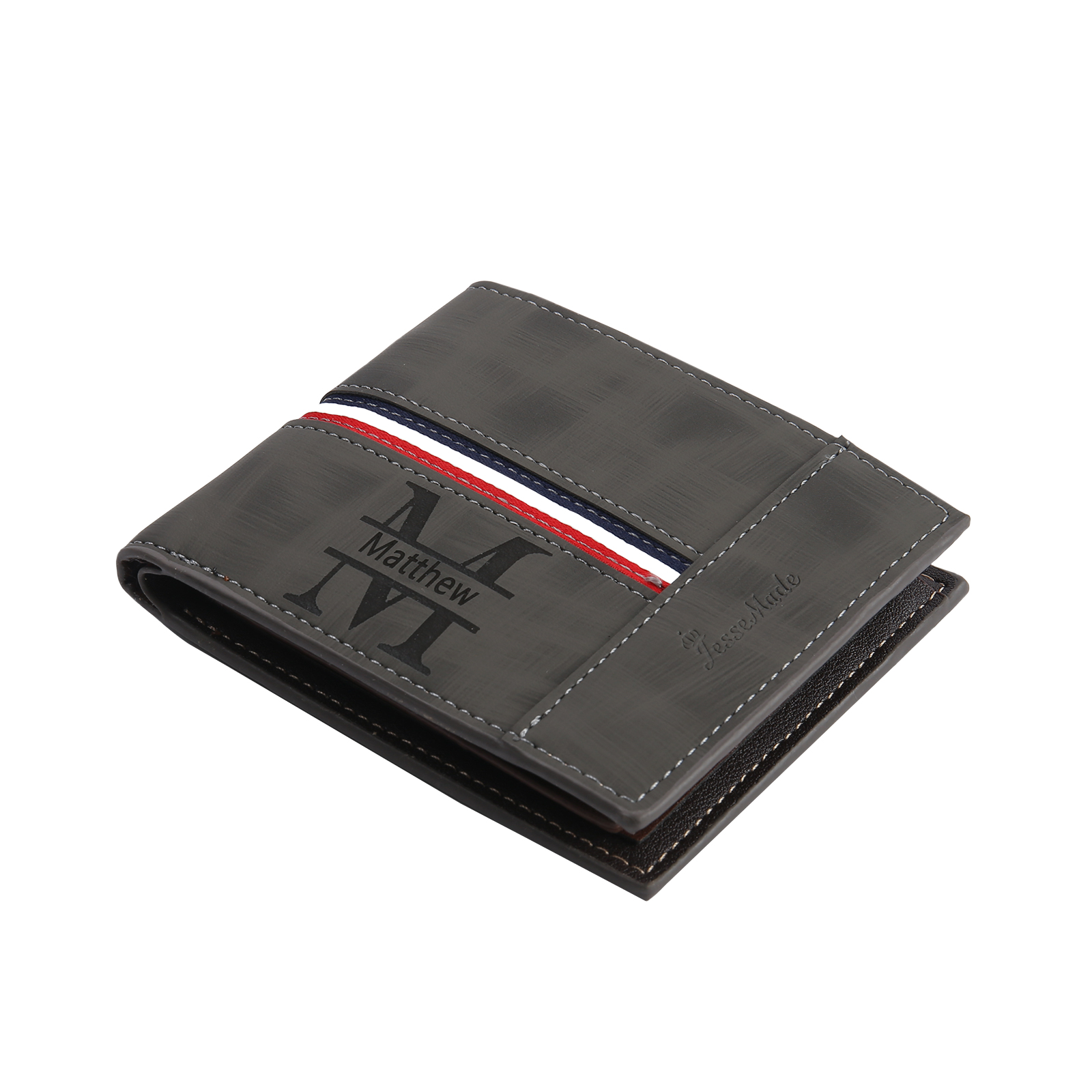 Personalised Name Leather Men's Wallet With Card Slot Engraved Letter And Photo Gift For Him