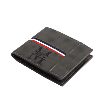 Personalised Name Leather Men's Wallet With Card Slot Engraved Letter And Photo Gift For Him