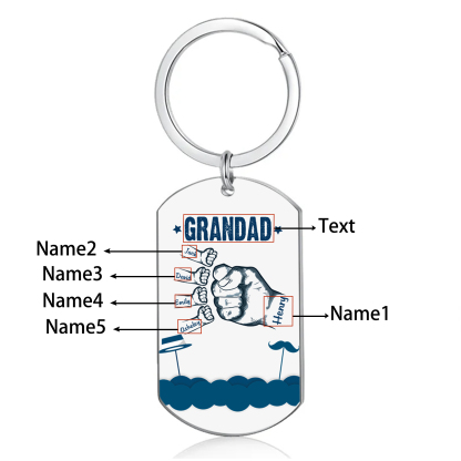 5 Names - Personalised Custom Fist Bump Keyring Hat and Beard Style Keyring Gift for Dad