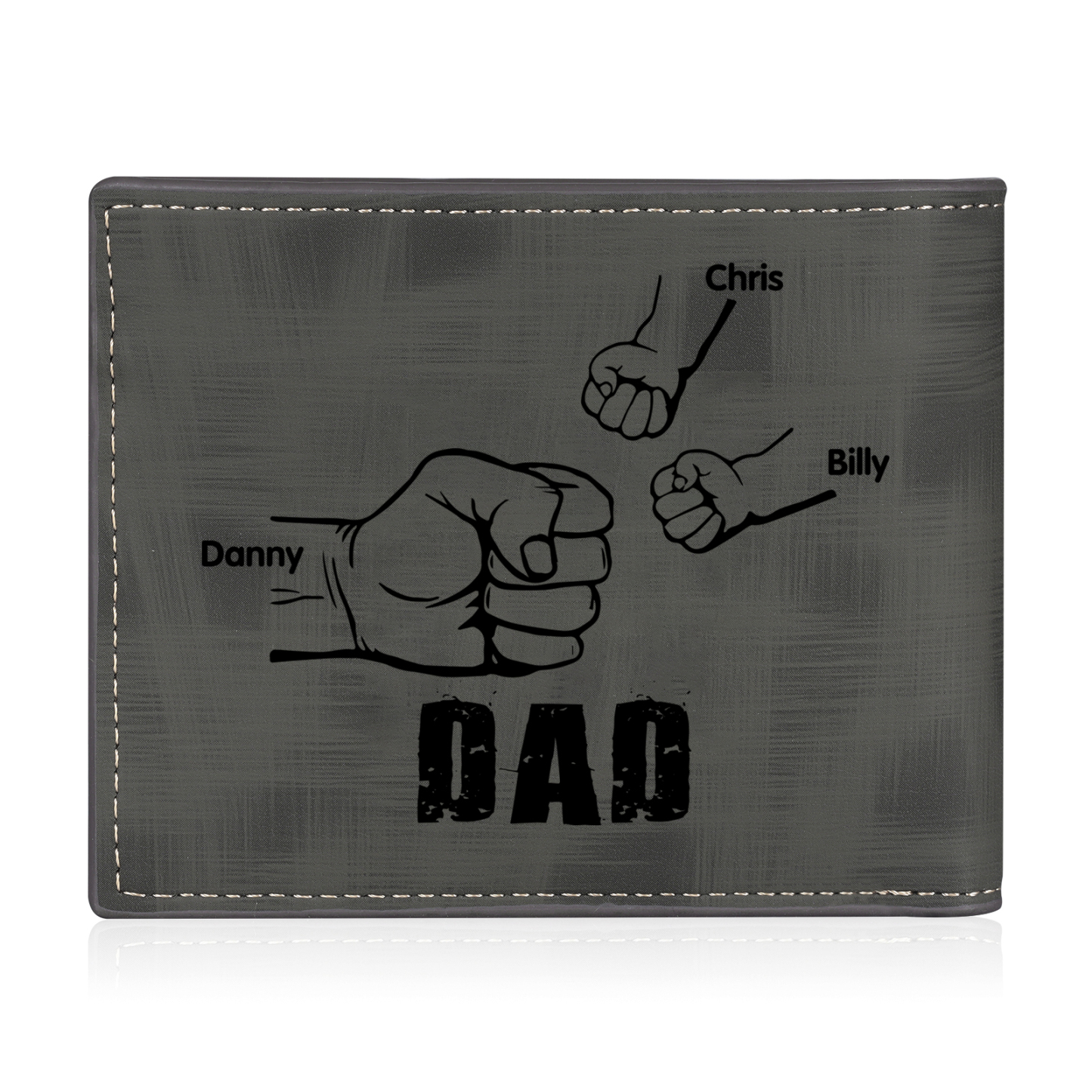 3 Names - Personalised Photo Custom Leather Men's Wallet as a Father's Day Gift for Dad