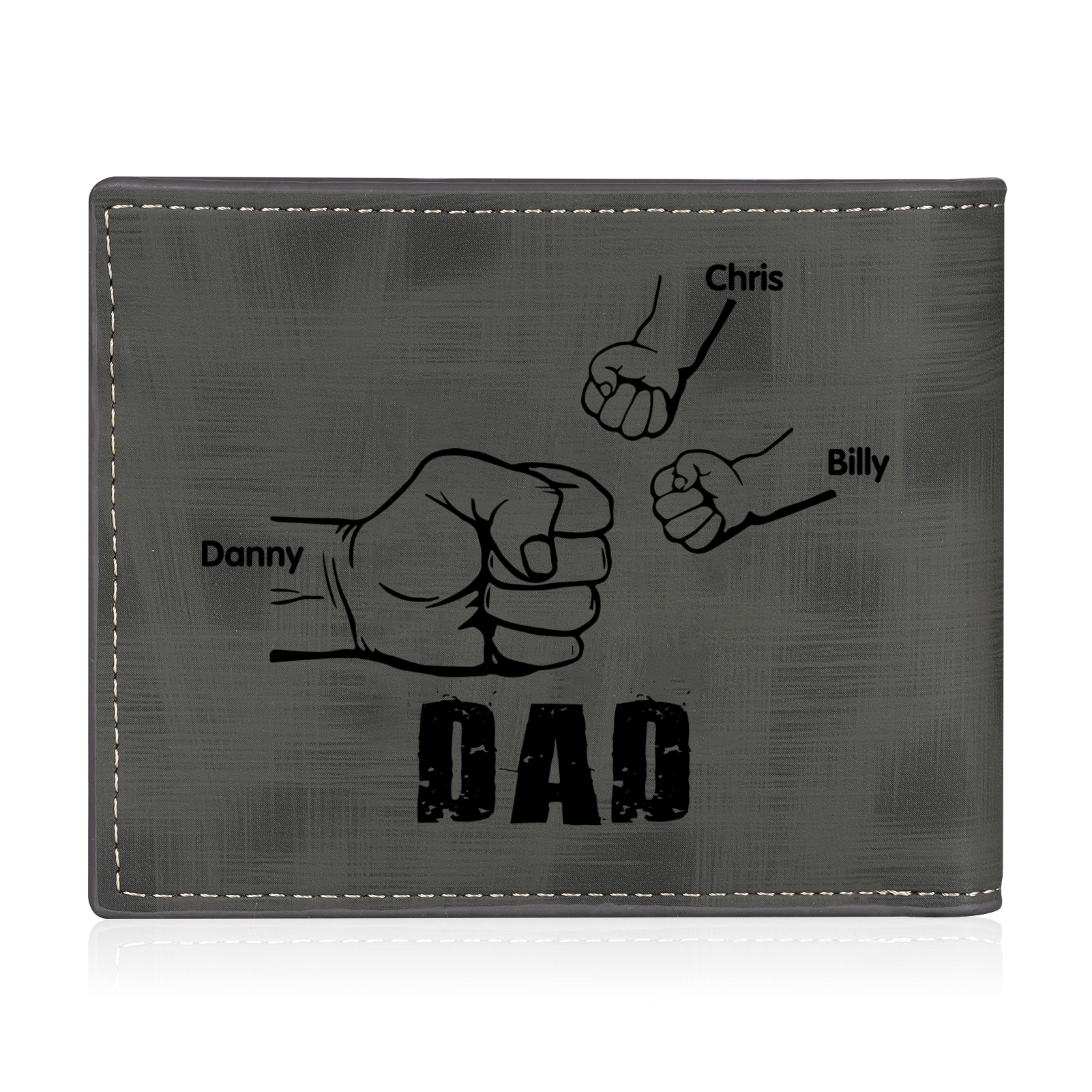 3 Names - Personalised Photo Custom Leather Men's Wallet as a Father's Day Gift for Dad