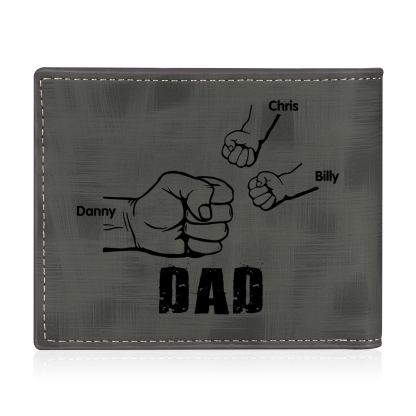 3 Names - Personalised Photo Custom Leather Men's Wallet as a Father's Day Gift for Dad