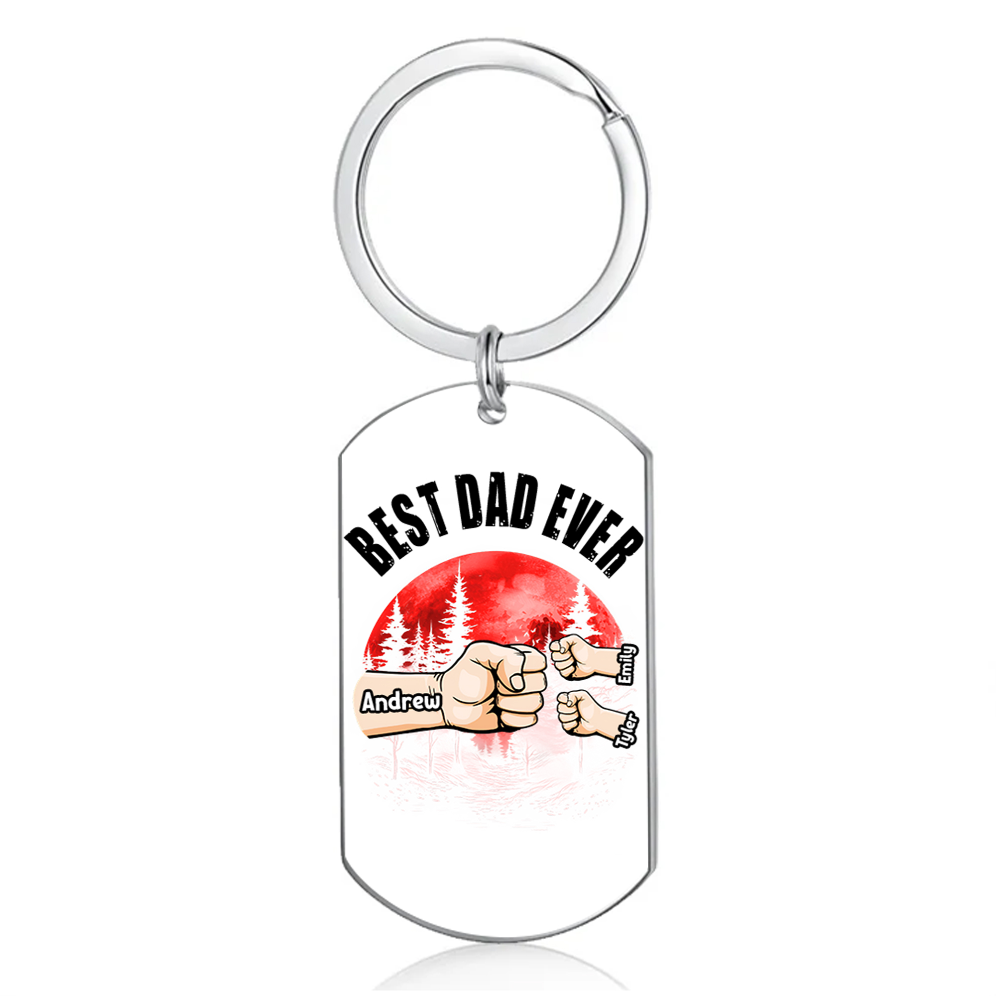 3 Names - Personalised Custom Fist Bump Keyring Mangrove Style Keyring Gift for Dad