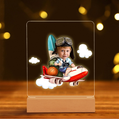 Personalised Photo Acrylic Exquisite Pattern Night Light, A Gift For Children