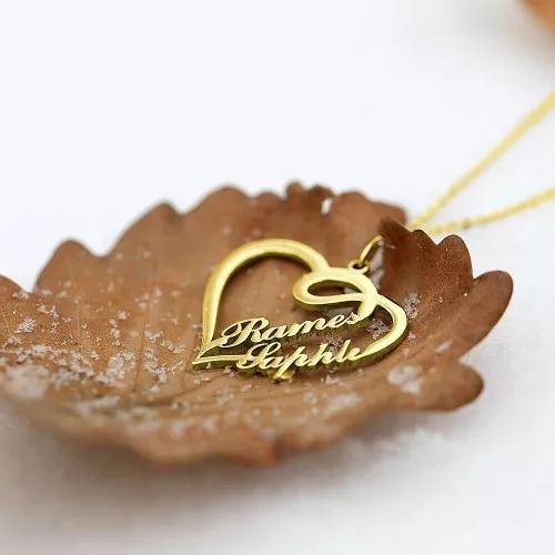 Personalised Heart Necklace Custom 2 Names Necklace Gift For Women