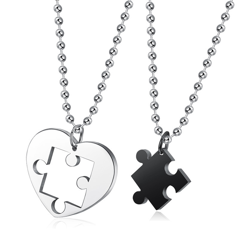 Personalised Couple Matching Necklace Puzzle Heart Necklace Valentines Day Gifts  for Women Men