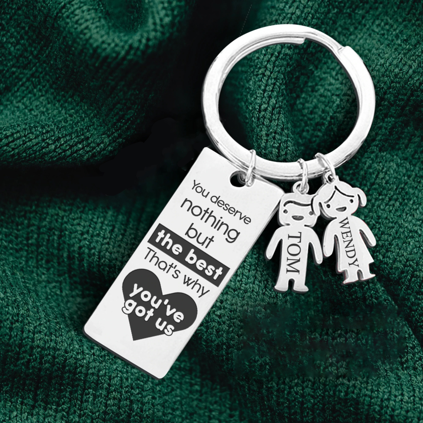 Custom Engraved 2 Children's Names Personalised Keyrings With Kids Charm - Mother's Day Gify for Mum
