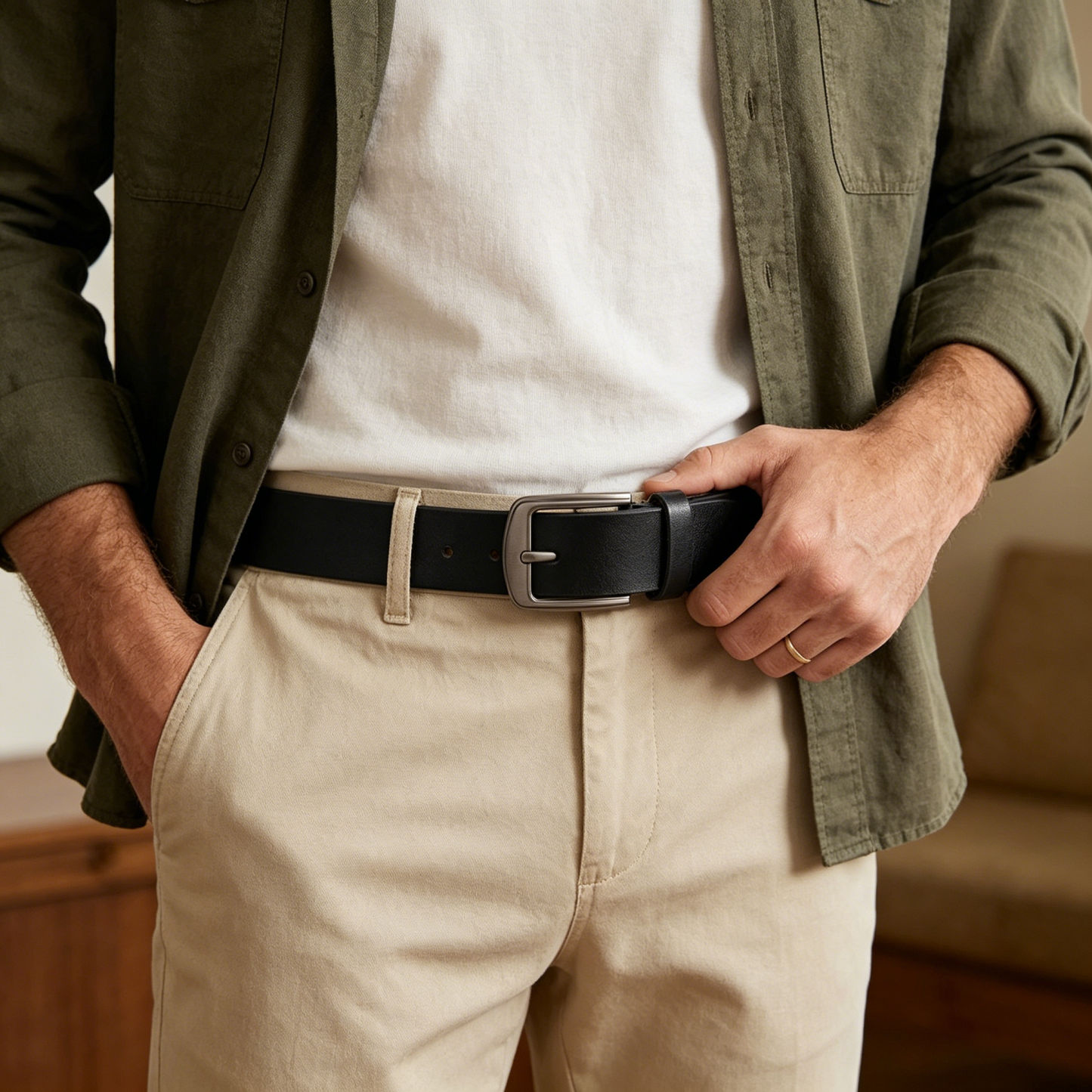 Personalised Fist Leather Belt with 2-7 Names & 1 Nickname, Custom Adjustable Man Belt Gift for Dad