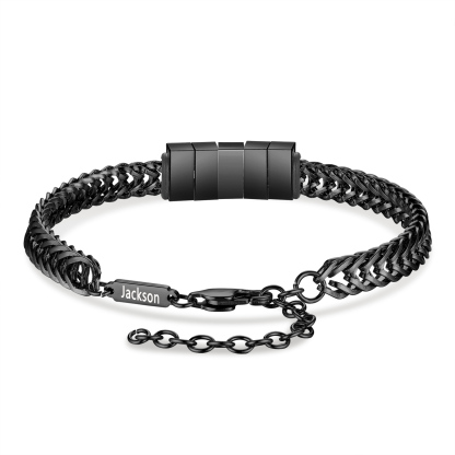 6 Names - Personalised Name Stainless Steel Men's Bracelet Great Gift for Him