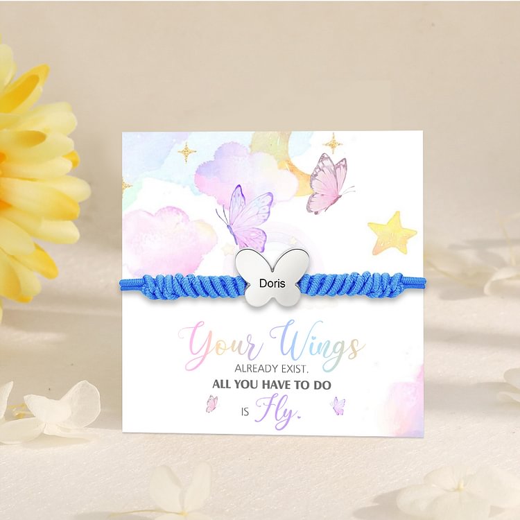 Butterfly Adjustable Bracelet Custom Name Bracelet Gift for Daughter Granddaughter - Your Wings Always Exist, All You Have To Do Is Fly
