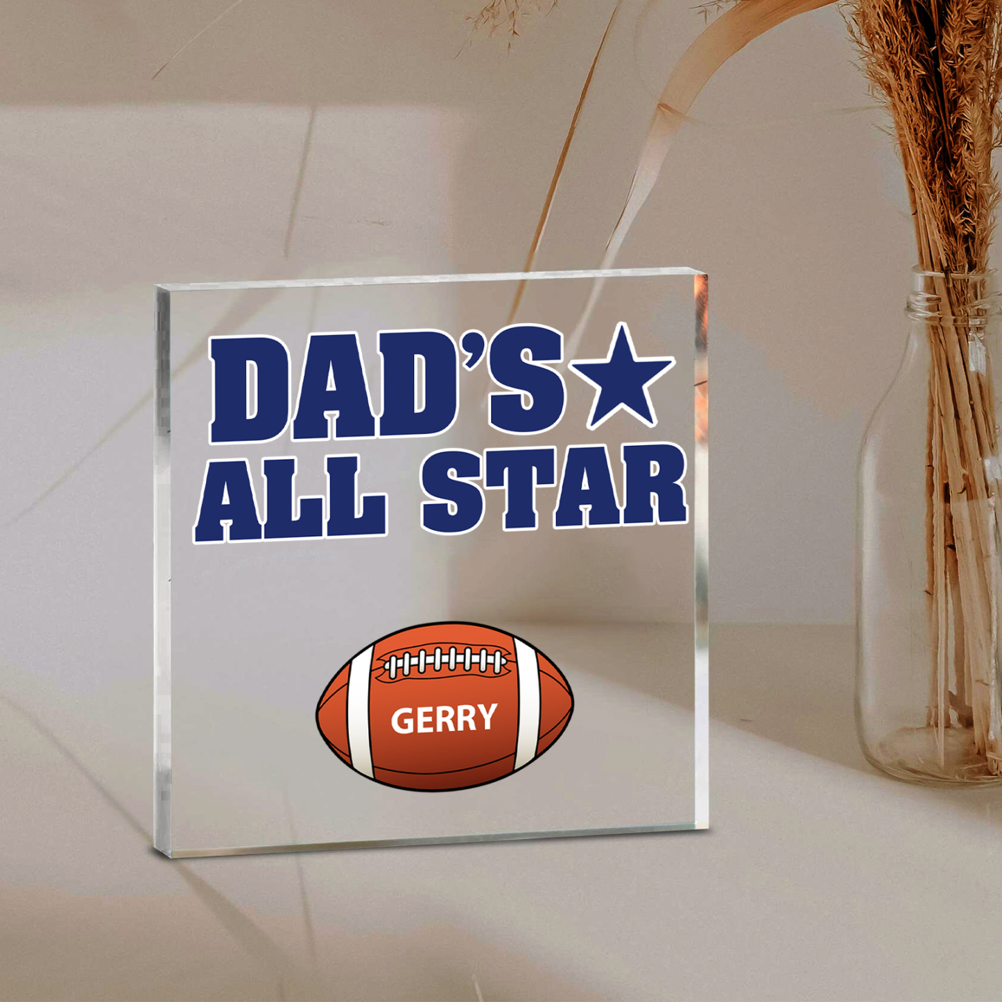 1 Name - Personalised Football Acrylic Keepsake Customized Name Acrylic Plaque Decoration Father's Day Gift for Dad