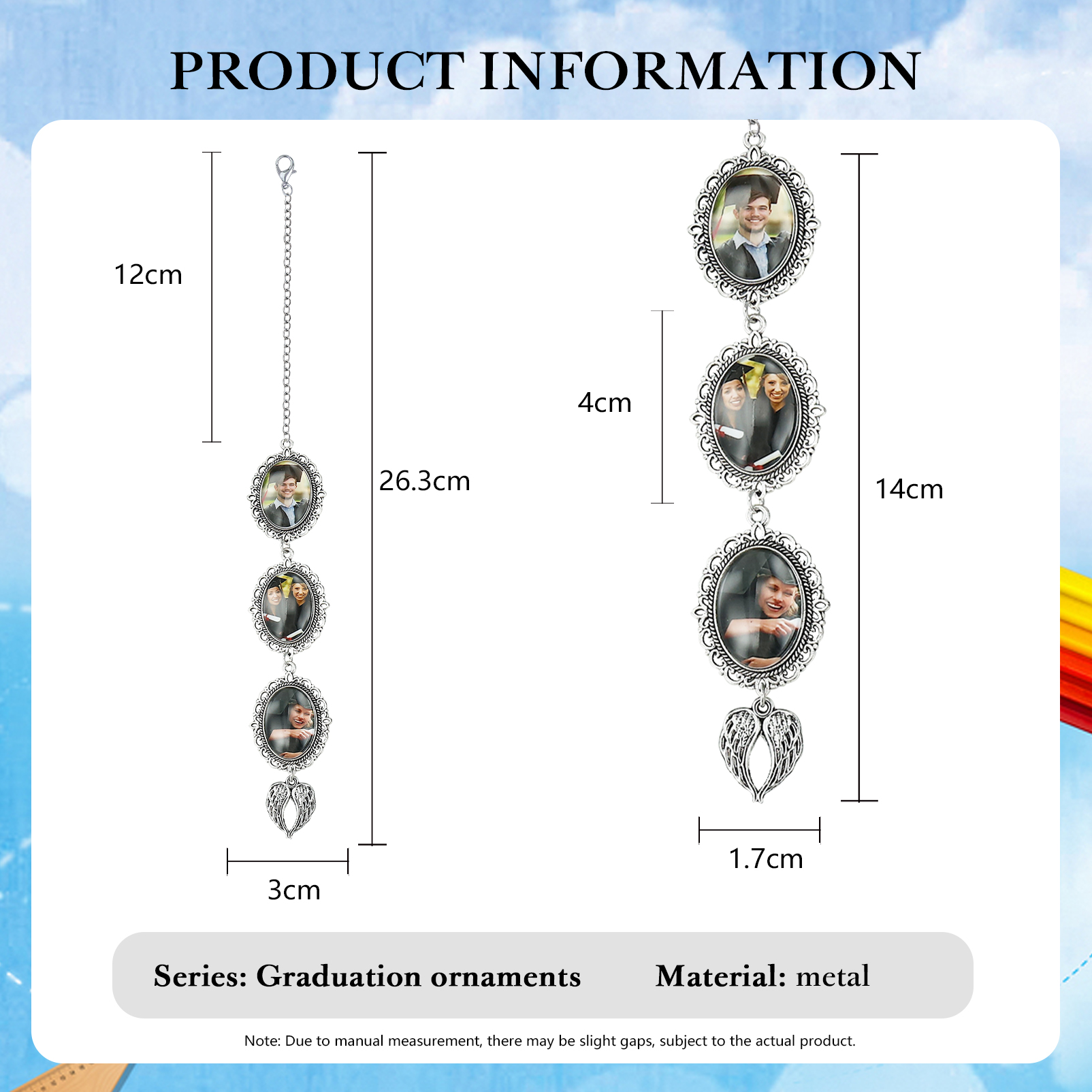 Personalised Custom 3 Photo Angel Wings Pendant, a Special Graduation Gift for Him