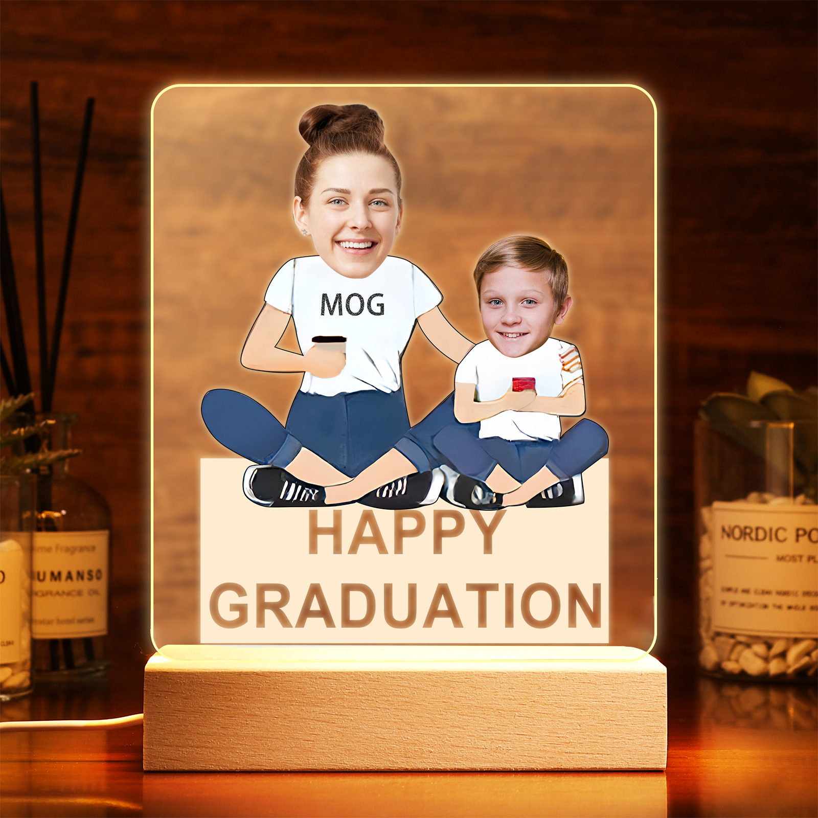 2024 Graduation Gifts - Personalised Photo Family Night Light Custom Text LED Light Graduation Gift for Son/Daughter