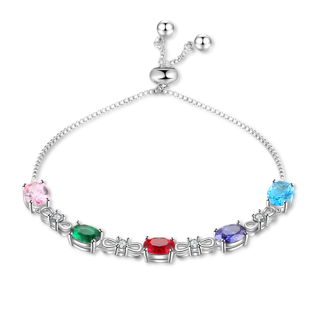 Personalised Bracelet With 5 Birthstones Gift For Her