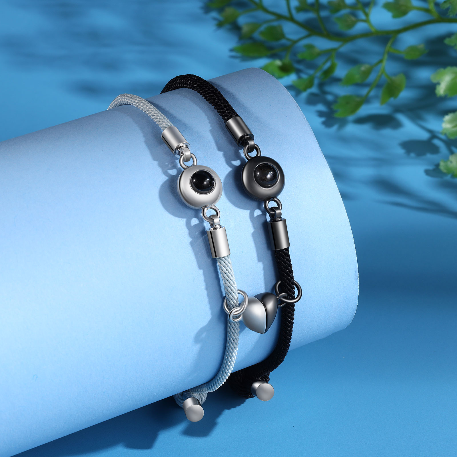 2 PCS Personalised Projection Bracelet Customized Photo Bracelet Adjustable Bracelet Personalised Gift