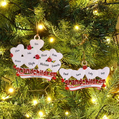 6 Names-Personalised Family Wooden Christmas Ornament-Custom 6 Names Hanging Ornament Gifts For Family-Grandchildren