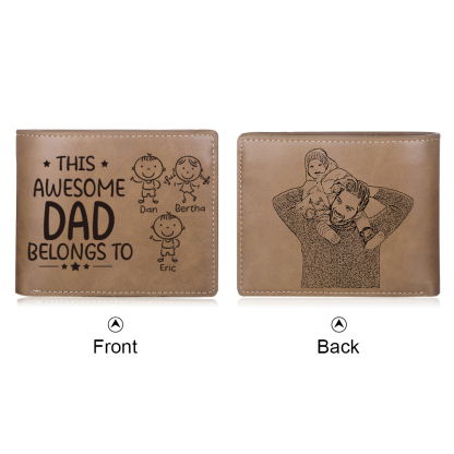3 Names-Personalised Doll Customized Leather Men's Wallet Customized Name Folding Wallet With Gift Box for Dad