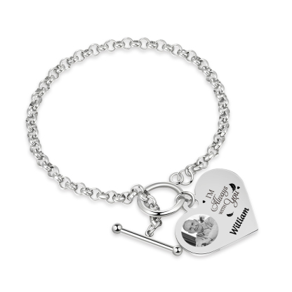 Personalised Memorial Bracelet –Custom Photo and Name Stainless Steel Bracelet- "I'm always with you" | Jessemade