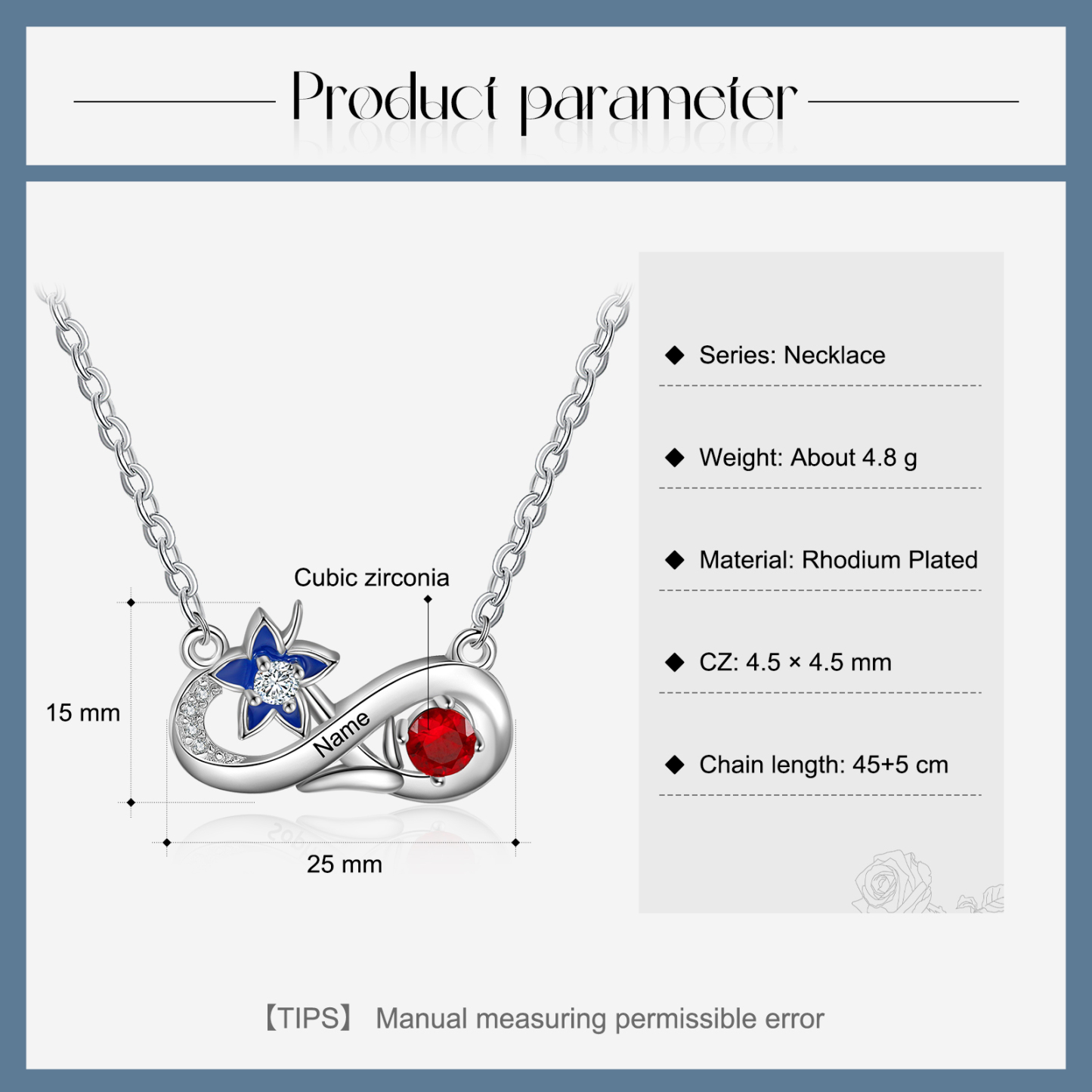Personalised July Birthflower Necklace With Birthstone Gift For Women
