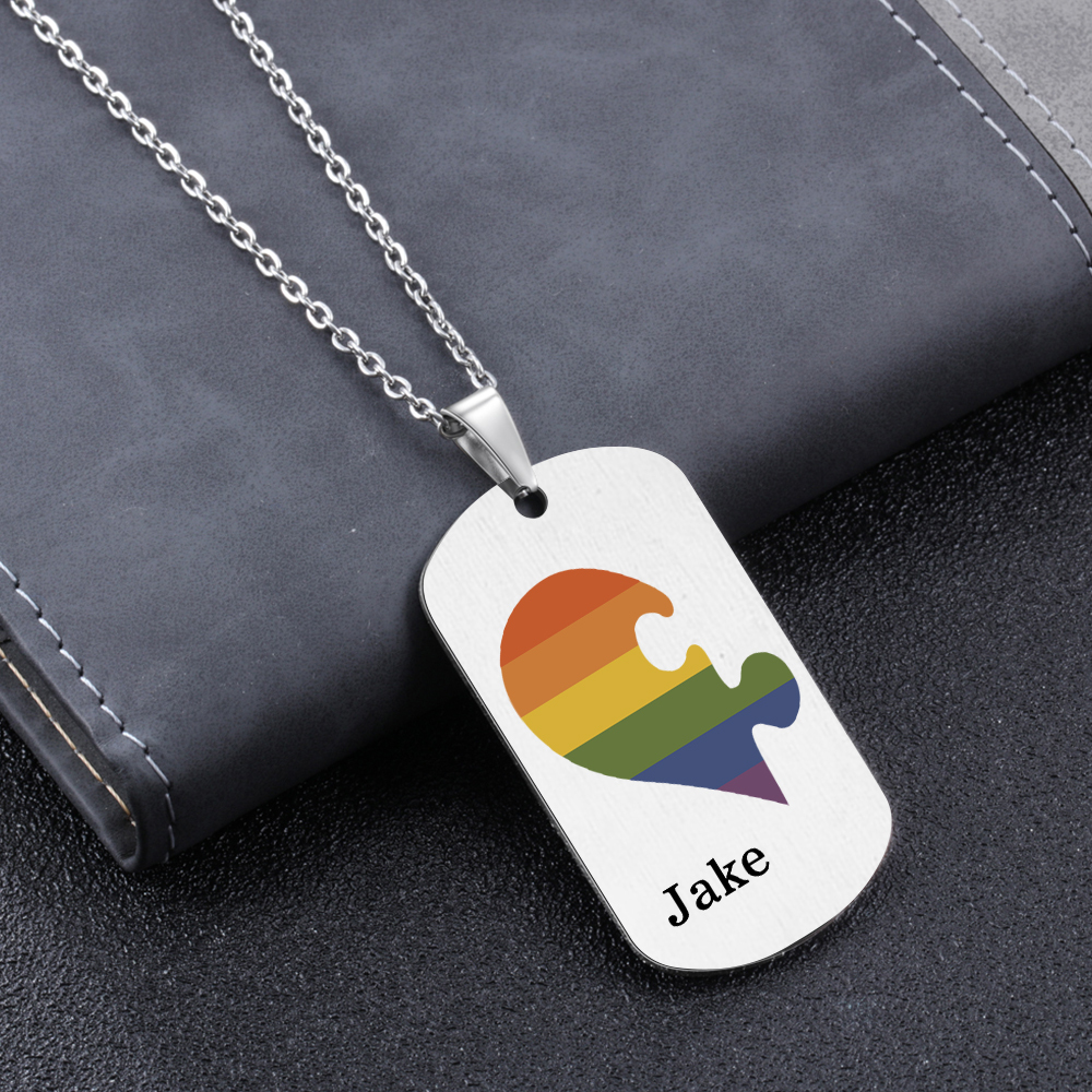 Personalised Text Puzzle Couple Necklace Custom Matching Couple Gifts, Special Gift For Him/Her